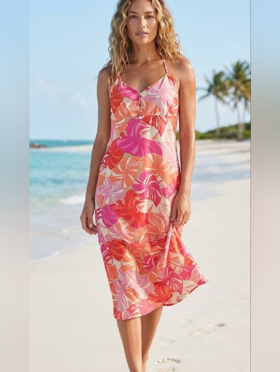 Tommy Bahama Dresses & Skirts - Tommy Bahama‎ Pink/Orange/Red Tropical Halter Sundress Size Large